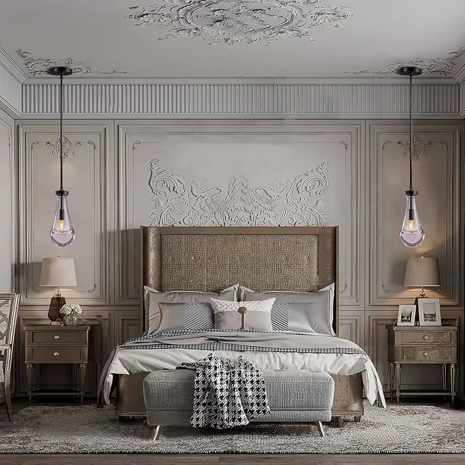 Raindrop Pendant Lights, Modern Black Pendant Lights for Kitchen Island, Dining Room Light Fixture Raindrop Chandelier, Chandelier for Living Room Hallway, Including The Bulb