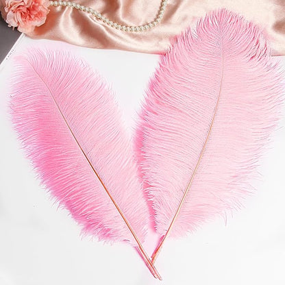 THARAHT 12PCS Ostrich Feathers Natural Bulk 12-14Inch(30-35cm) for Wedding Party Centerpieces Easter Gatsby Flower Arrangement and Home Decorate Ostrich Feathers,Pink