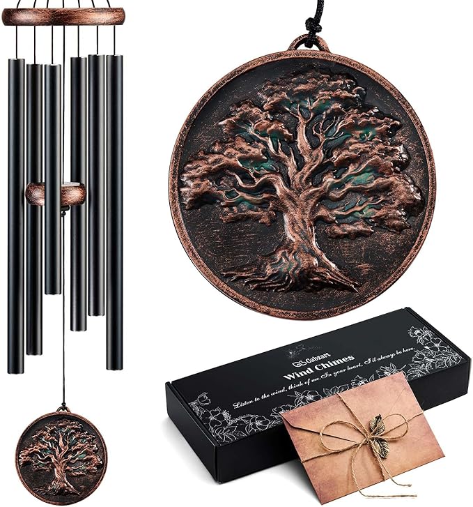 Wind Chimes for Outside, Tree of Life Deep Tone Vintage Wind Chime Outdoor Clearance, Sympathy/Memorial/Festivals/Birthday Gift for Mom Dad Grandma, Home Garden Decor (34" Tree of Life)