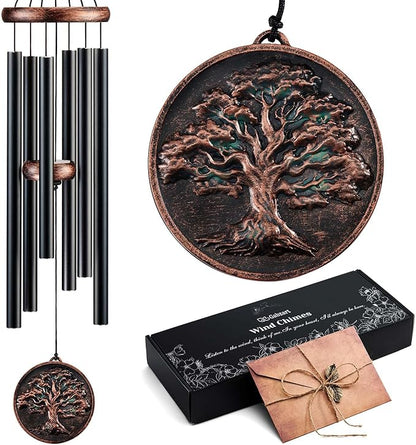 Wind Chimes for Outside, Tree of Life Deep Tone Vintage Wind Chime Outdoor Clearance, Sympathy/Memorial/Festivals/Birthday Gift for Mom Dad Grandma, Home Garden Decor (34" Tree of Life)
