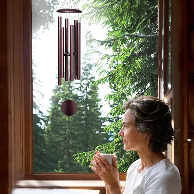 45'' Large Wind Chimes for Outside with Deep Tone, Wind Chimes Outdoor Garden & Patio Hanging Décor, Sympathy Gifts. Bronze