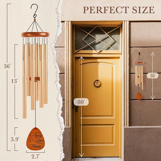 25th Wedding Anniversary Wind Chime, Happy 25th Anniversary Romantic Gifts for Couple, Parents, Wife, Husband, Friends, Sliver Anniversary's Keepsake Gifts Ideas-Large 36''