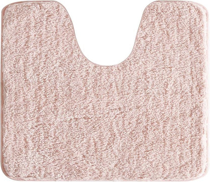 Suchtale Bathroom Contour Rug Non Slip Bath Mat Water Absorbent Soft Microfiber Shaggy Bathroom Mat Machine Washable Bath Rug for Bathroom Thick Plush U Shape Toilet Rug (20 x 24, Dusty Pink)