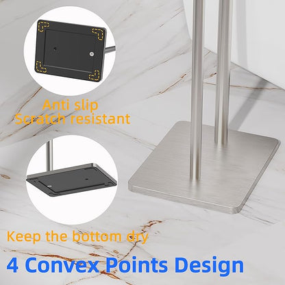 RUACQ Toilet Paper Holder Stand, Bathroom Toilet Paper roll Holder Free Standing with Storage for 4 Rolls, Post Pivoting Design, Stable Weighted Base, SUS304 Stainless Steel (Brushed Nickel)