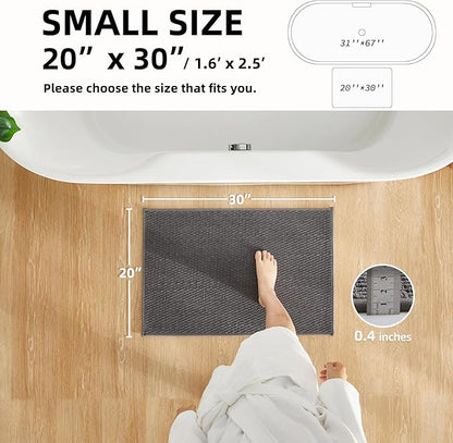 Bathroom Rugs Non Slip Washable, Super Absorbent Thin Bath Mat Small Quick Dry Low Pile Bathroom Rug, Dark Grey 20"x30"