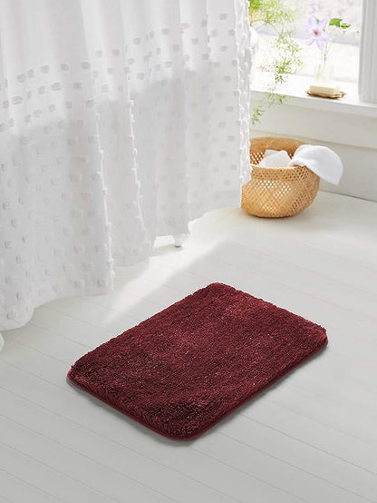 Suchtale Non Slip Bath Mat (20 x 32, Red) Water Absorbent Soft Microfiber Shaggy Bathroom Rug Machine Washable Thick Plush Shower Mat