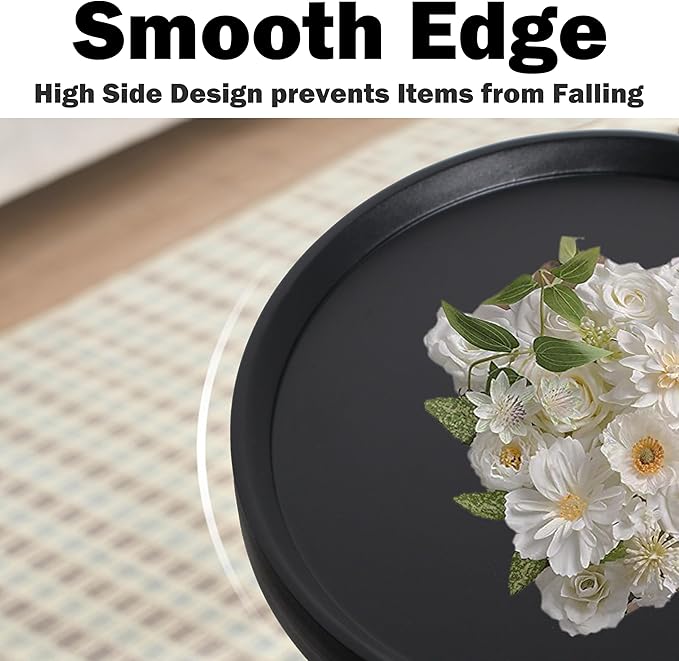 Small Round Side Table, 2-Tier Mid Century Modern Side Table, Round End Table Small Side Table for Living Room, Metal Frames, Black