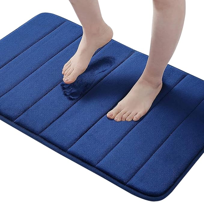 Buganda Memory Foam Bath Mat, 30" x 20", Ultra Soft and Non-Slip Bathroom Rugs, Water Absorbent and Machine Washable Bath Rug for Bathroom, Shower, and Tub, Navy Blue