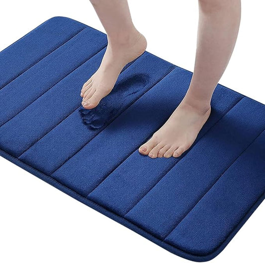 Buganda Memory Foam Bath Mat, 30" x 20", Ultra Soft and Non-Slip Bathroom Rugs, Water Absorbent and Machine Washable Bath Rug for Bathroom, Shower, and Tub, Navy Blue