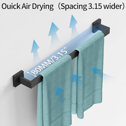 Bathroom Towel Bar,24 Inch Towel Racks for Bathroom Wall Mounted,Stainless Steel Towel Rail Hanger for Wall,Matte Black Towel Holder for Wall, Kitchen(2 Pack)