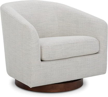 CHITA Swivel Accent Chair, FSC Certified Upholstered Fabric Barrel Chair for Living Room, Ivory