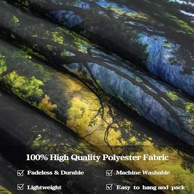 AMM Nature Forest Mountain Tapestry Green Pine Tree Tapestry for Bedroom Aesthetic White Clouds Flowing River Landscape Classroom Tapestries Wall Hanging for Living Room Dorm Office