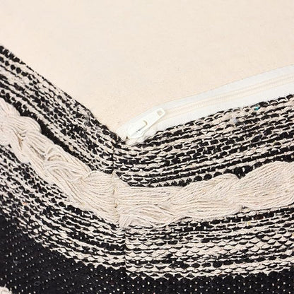 REDEARTH · Tufted Pouf Ottoman with Filler Textured Storage Cube Bean Bag Pouffe Footrest for Living Room, Bedroom, Nursery, Kidsroom; 100% Cotton (17.5"X17.5"X17.5", Char Delineate Black)