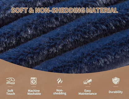 Boho Ottoman Living Room Furniture 20"x15" Round Ottomans Pouf Couch Foot Rest Navy Pouf Ottoman Foot Rest with Foam Chunk Filling Pouffe Ottomans Stuffed Foot Rests Poufs for Couch