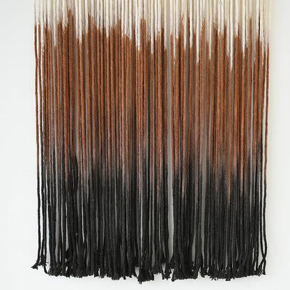 Macrame Wall Hanging Brown Boho Hand Woven Tassel Yarn Tapestry Wall Art for Living Room Bedroom Fiber Art 15''W*43''L