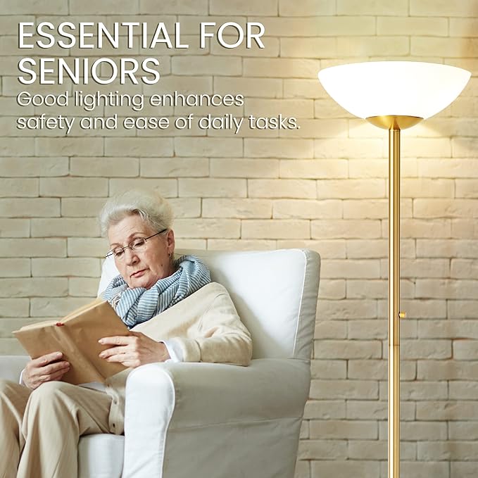 Super Bright Floor Lamp 8000LUMEN - DIMMABLE 30K Energy-Efficient Standing Lamp with Cement Base - for Living Room and Bedroom - Matte Finish, Modern and Elegant Design (Black)