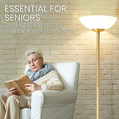 Super Bright Floor Lamp 8000LUMEN - DIMMABLE 30K Energy-Efficient Standing Lamp with Cement Base - for Living Room and Bedroom - Matte Finish, Modern and Elegant Design (Black)