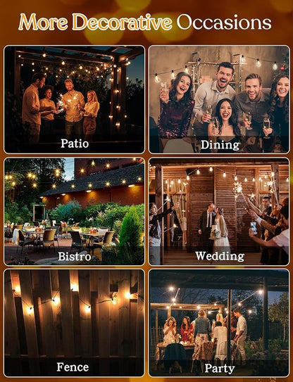150 FT Outdoor String Lights for Outside – LED Patio Lights Waterproof with Dimmer Remote – Hanging Lights Shatterproof ST38 Vintage Edison Bulbs Porch Backyard Cafe Bistro