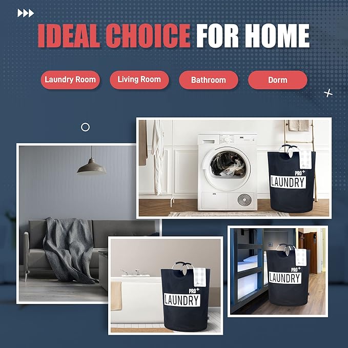 Caroeas Super Large 150L Laundry Basket Pro, Waterproof Laundry Hamper, Collapsible Laundry Basket Easy Storage, Clothes Hamper Stands Up Well, Laundry Bag with Padded Handles (Black)