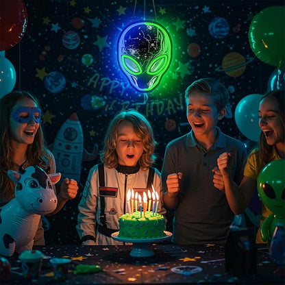 zidoni Alien Neon Sign,Dimmable Alien LED Neon Signs for Wall Decor Bedroom Game Room Man Cave Party Decor, LED Light Sign Gifts for Teen Boy Room