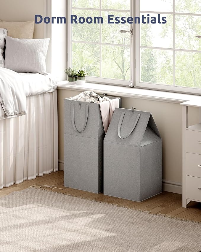 SOLEDI Freestanding Strong Transformable Laundry Hamper, Dual-Function Design, Large Collapsible Laundry Basket with Extended Handles, Easy to Carry, Clothes hamper for laundry（75L,Grey）