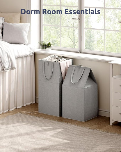 SOLEDI Freestanding Strong Transformable Laundry Hamper, Dual-Function Design, Large Collapsible Laundry Basket with Extended Handles, Easy to Carry, Clothes hamper for laundry（75L,Grey）