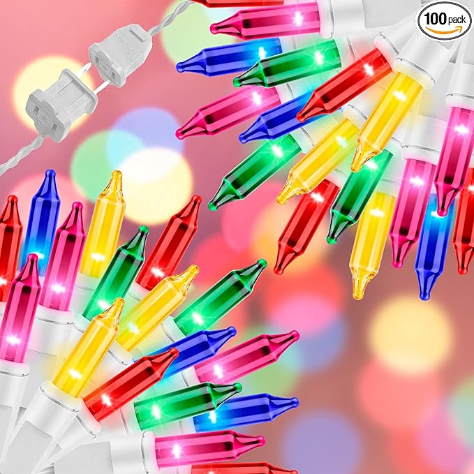 100LIGHTS Multi Easter Mini String Lights，Connectors Christmas Decorative Lights 19.6 UL Certified Waterproof for Easter Home Garden Holiday Christmas Tree Party Patio Wedding