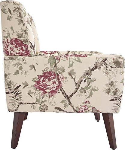UIXE Floral Accent Chair, Modern Upholstered Armchair in Fabric for Living Room, Comfy Club Arm Chairs Single Sofa Button Tufted Bedroom Reading Seat - Pattern Floral, Set of 2