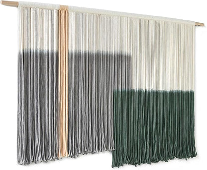 Macrame Wall Hanging Green Large Dip Dye Fiber Wall Art Bohemian Yarn Tapestry Wall Décor 57''W*35''L