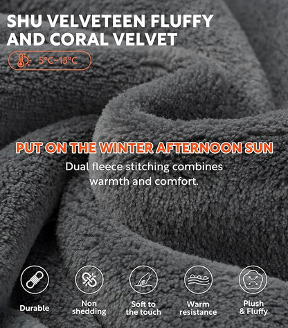 DAVID ARCHY Men's Soft Fleece Plush Robe Full Length Long Bathrobe