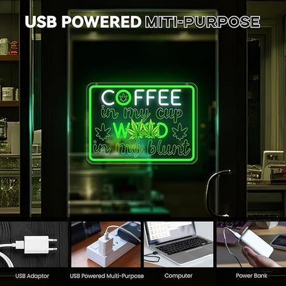 Coffee Neon Sign, Leaf Neon Signs for Wall Decor, Dimmable Acrylic Neon Lights for Coffee Bar Coffee Shop Bar Pub Club Bistro Man Cave Restaurant Game Room Hotel