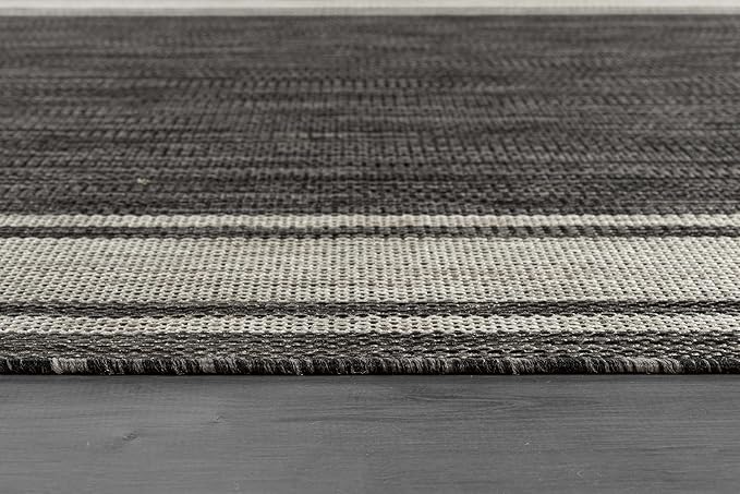 Beverly Rug Outdoor Rug 5x7 Modern Bordered Area Rugs for Indoor and Outdoor Patio Deck Porch Garden Waterproof Weather Sun Resistant Washable Outside Carpet (5 x 7 Dark Gray)