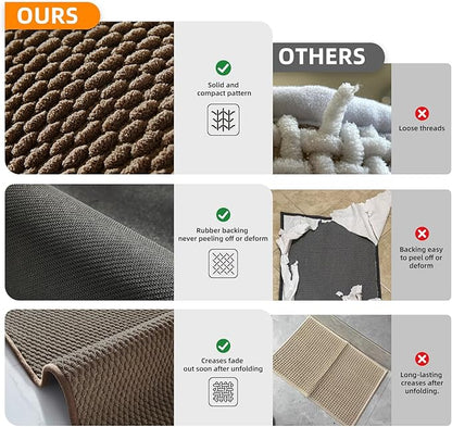 Bathroom Runner Rug, Long Bath Mat Washable Thin Quick Dry Low Pile Bathroom Runner Rugs 24 x 60 Non Slip, Brown 24"x60"