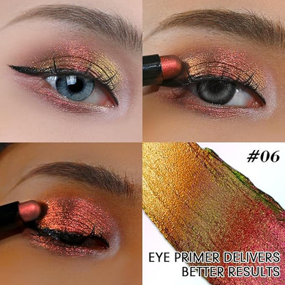 CHARMACY New Magic Eyeshadow Stick, Creamy Eye Shadow Stick, Dynamic Light color Change, Metallic Shimmer Eyeshadow, Long-Lasting Water-Resistant Formula, High Pigmented, Built-in Smudger #06