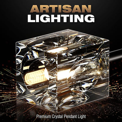 Dining Room Light Fixture,Modern Crystal Chandeleirs Semi Flush Mount Ceiling Light Fixture,Black Metal Crystal Pendant Light for Kitchen Island Farmhouse Dining Room,Living Room (10-Lights)