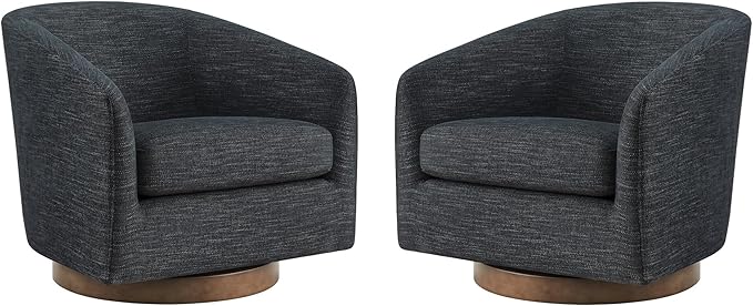 CHITA Swivel Accent Chair Set of 2, FSC Certified Upholstered Fabric Barrel Chair for Living Room, Fully Assembled, Midnight