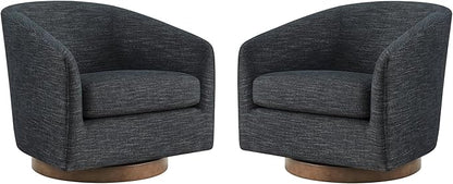 CHITA Swivel Accent Chair Set of 2, FSC Certified Upholstered Fabric Barrel Chair for Living Room, Fully Assembled, Midnight