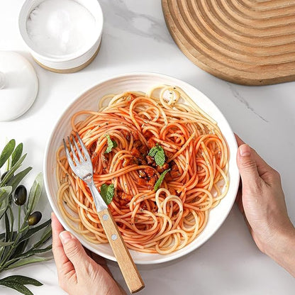Pasta Bowls 32 OZ,Ceramic Salad Serving Bowls Set of 2,Large 8.7 inch Shallow Bowls Plates for Fruit,Noodle,Dinner,Soup Bowls for Christmas Gift,Dishwasher & Microwave Safe,White
