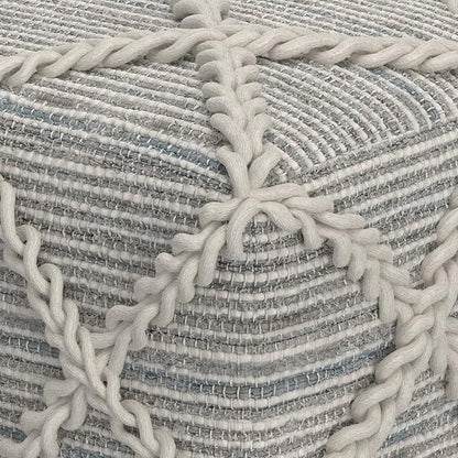 SIMPLIHOME Cowan Contemporary Square Pouf in Grey, Natural Handloom Woven for the Living Room, Bedroom and Kids Room