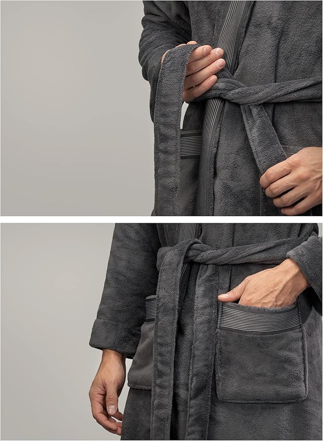 DAVID ARCHY Men's Soft Fleece Plush Robe Full Length Long Bathrobe