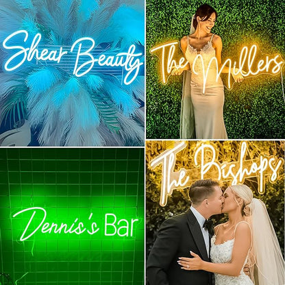 Custom Neon Sign, Custom LED Neon Sign Customizable for Wedding Bar Salon Beauty Business Light Up Name Sign, Personalized Neon Light Suitable for Events Birthday Gifts Decorations