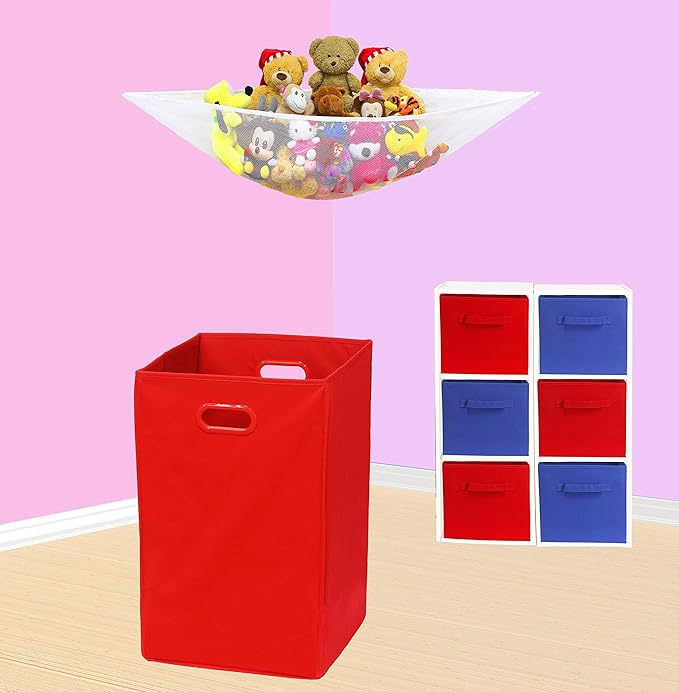 Simple Houseware Foldable Closet Laundry Hamper Basket, Red