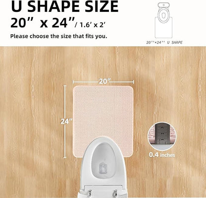 Toilet Rug, Thin Toilet Rugs U Shaped Washable Non Slip Absorbent Quick Dry Low Pile Toilet Mat, Pink 20"x24" U Shape