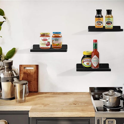 Small Floating Shelf,5 x 8.5 Inch,Set of 3 Small Wall Shelf for Bedroom Living Room Bathroom Kitchen Office (Black)