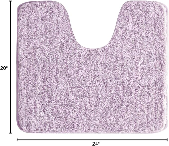 Suchtale Bathroom Contour Rug Non Slip Bath Mat Water Absorbent Soft Microfiber Shaggy Bathroom Mat Machine Washable Bath Rug for Bathroom Thick Plush U Shape Toilet Rug (20 x 24, Lavender)
