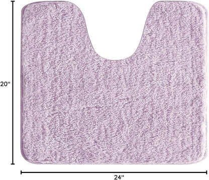 Suchtale Bathroom Contour Rug Non Slip Bath Mat Water Absorbent Soft Microfiber Shaggy Bathroom Mat Machine Washable Bath Rug for Bathroom Thick Plush U Shape Toilet Rug (20 x 24, Lavender)