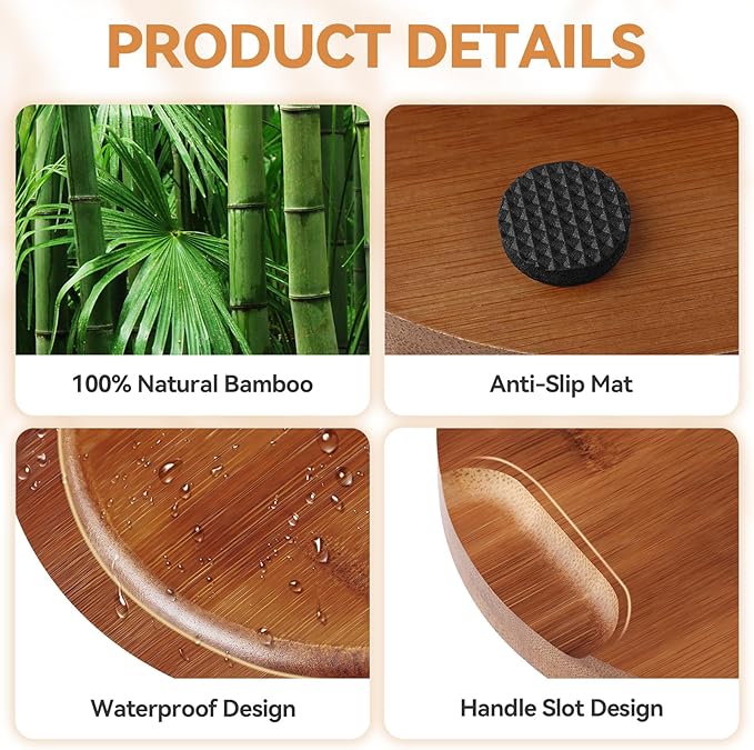 Bamboo Vanity Tray 11.4x6.3 inches, Decorative Vanity Tray for Bathroom Countertop Toilet Tank Farmhouse, Brown