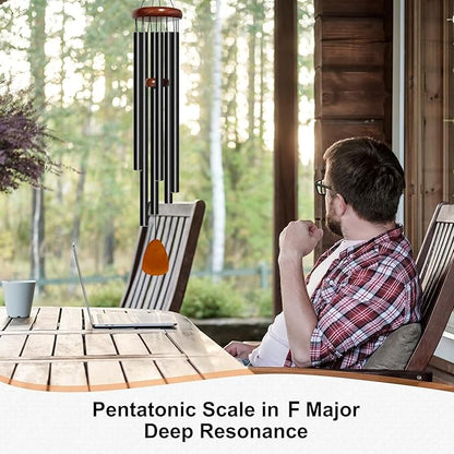 Wind Chimes for Outside Deep Tone, 50 inch Large Wind Chimes, 6 Heavy Duty Tubes Aluminium Metal Extra Large Wind Chime, Decoration for Garden, Patio, Yard, Gift for Mother's Day(Waterdrop)