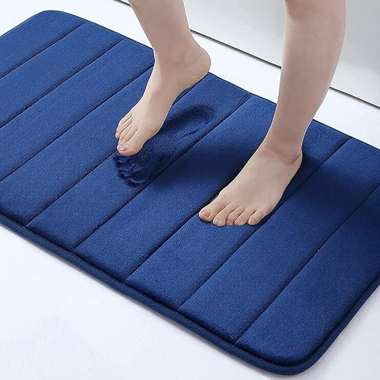 Buganda Memory Foam Bath Mat, 34" x 20", Ultra Soft and Non-Slip Bathroom Rugs, Water Absorbent and Machine Washable Bath Rug for Bathroom, Shower, and Tub, Navy Blue