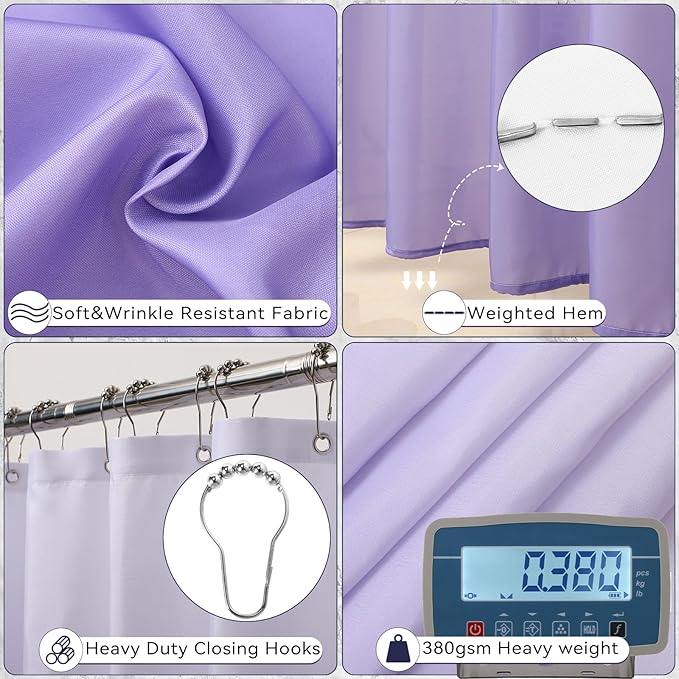 24PCS Bathroom Sets with Shower Curtain and Rugs, Purple Bathroom Accessories Set with Trash Can, Soap Dispenser, Toothbrush Holder and Cup, Purple Bathroom Set for Home Decor